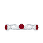 Rosec Jewels-Genuine Ruby Promise Ring with Diamond for Women