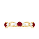 Rosec Jewels-Genuine Ruby Promise Ring with Diamond for Women