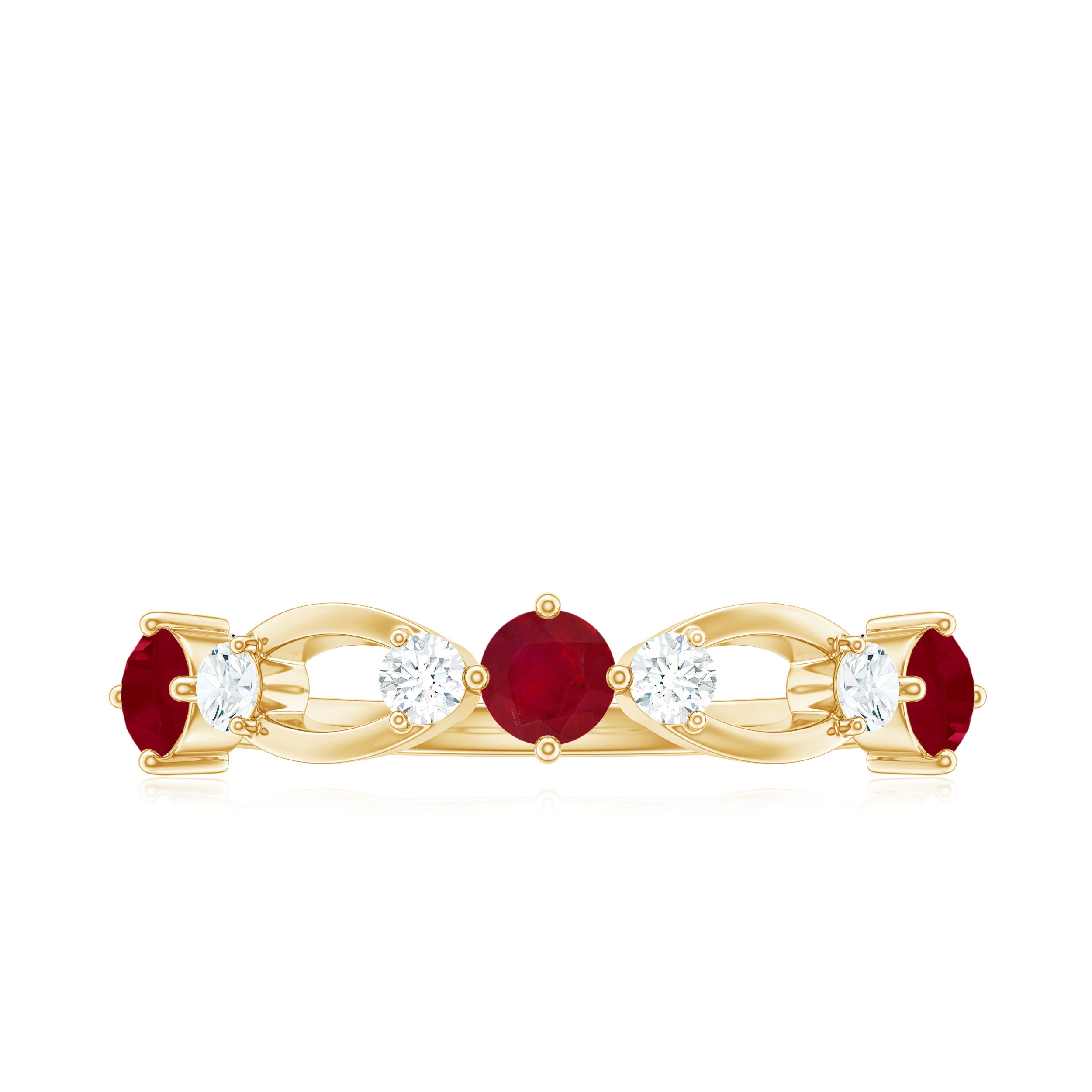 Rosec Jewels-Genuine Ruby Promise Ring with Diamond for Women