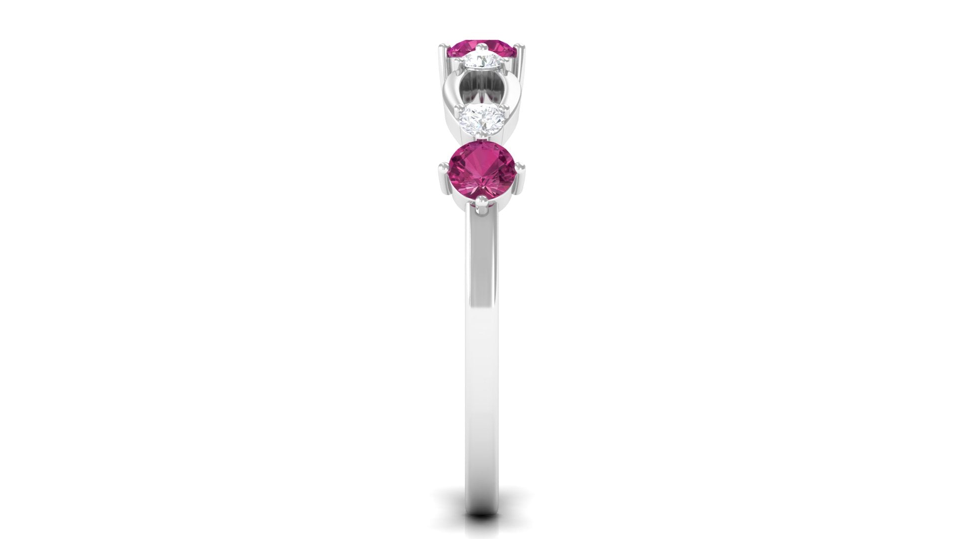 Rosec Jewels-Pink Tourmaline and Diamond Minimal Eternity Anniversary Band Ring