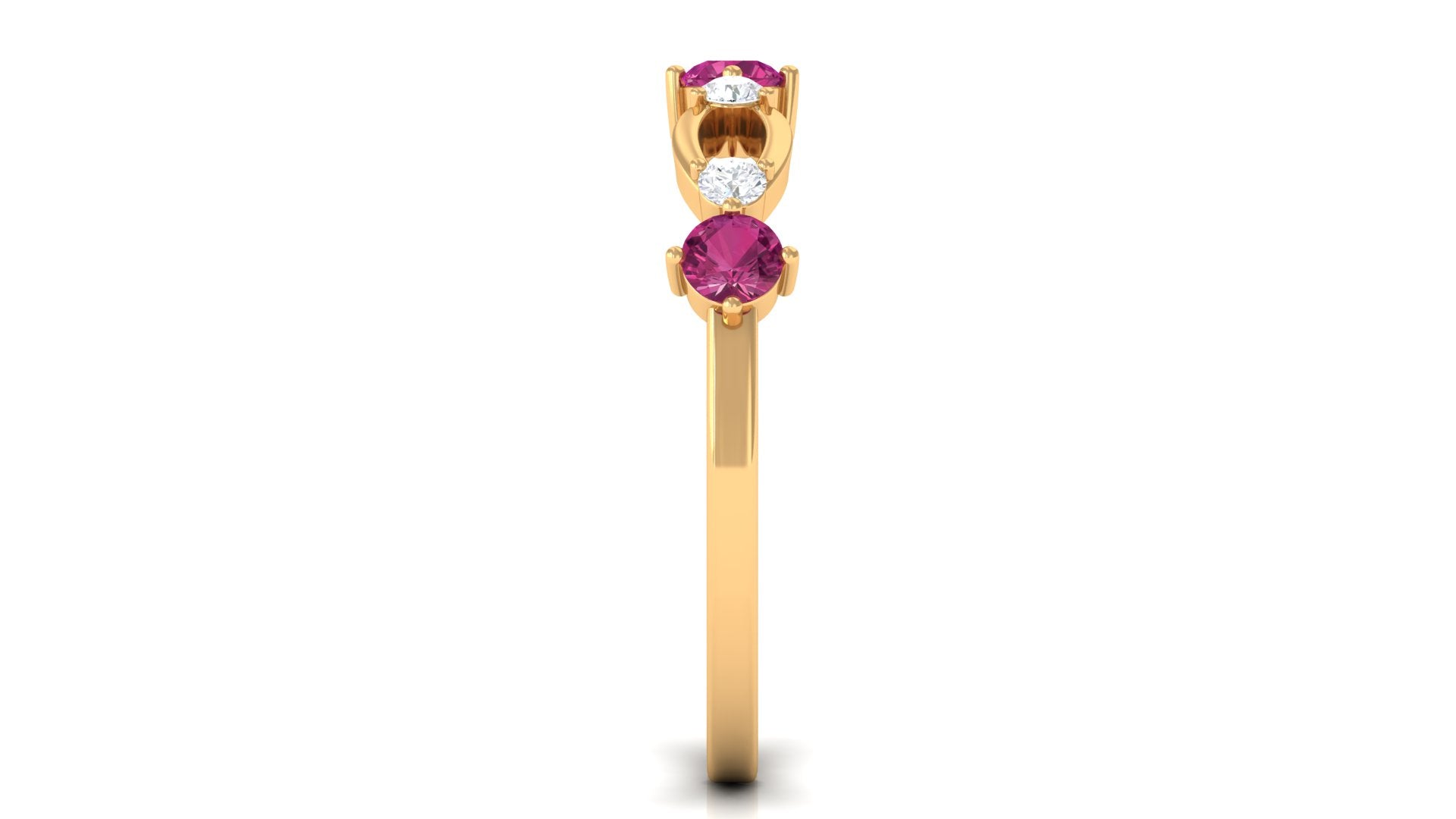 Rosec Jewels-Pink Tourmaline and Diamond Minimal Eternity Anniversary Band Ring