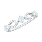 Minimal Promise Ring with Moonstone and Diamond AAA - Rosec Jewels