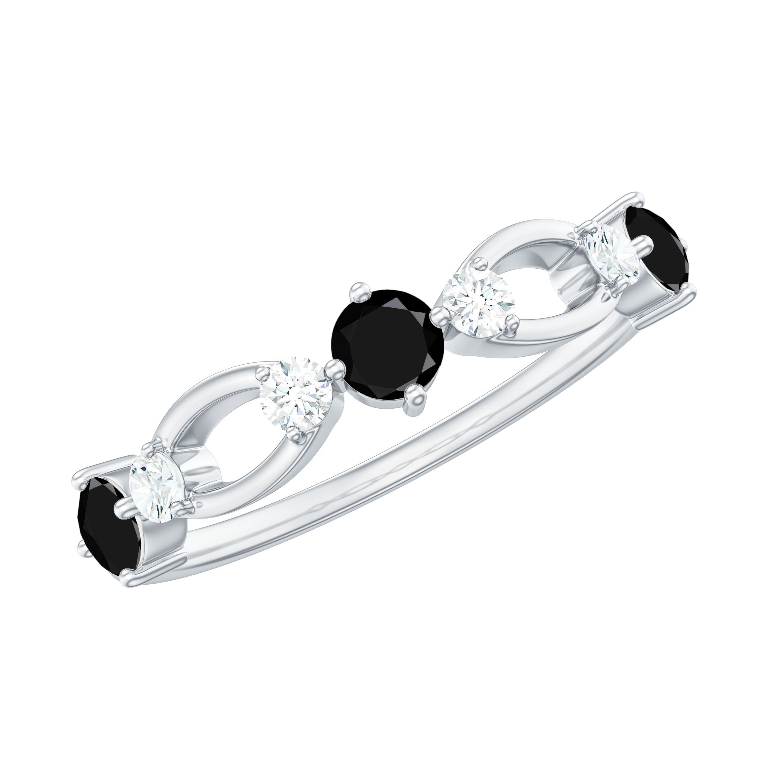 Certified Real Black Spinel Diamond Promise Ring for Her AAA - Rosec Jewels