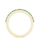 Rosec Jewels-Real Marquise Emerald Half Eternity Wedding Band with Diamond