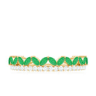 Rosec Jewels-Real Marquise Emerald Half Eternity Wedding Band with Diamond