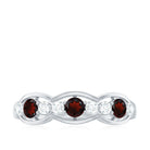 Rosec Jewels-Natural Garnet Half Eternity Ring with Diamond