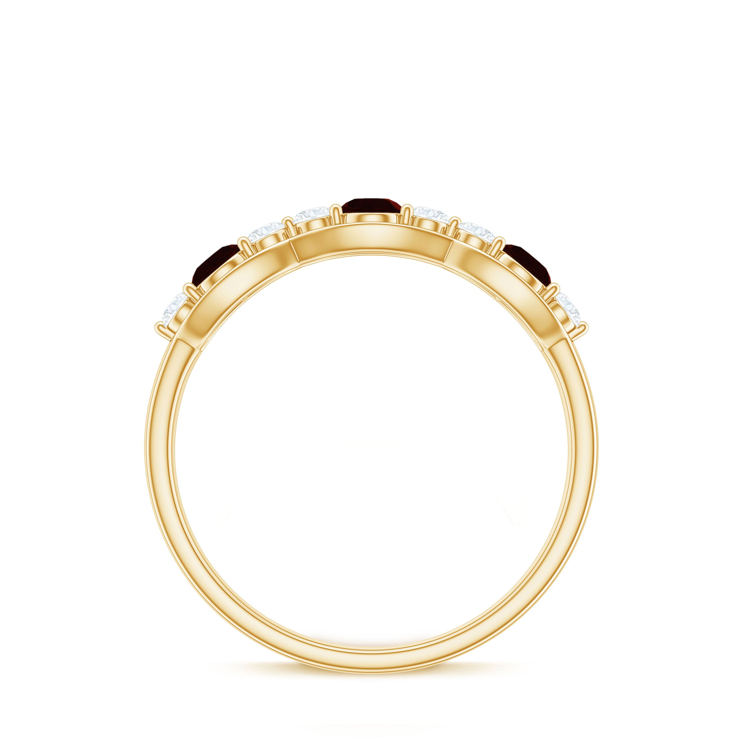 Rosec Jewels-Natural Garnet Half Eternity Ring with Diamond
