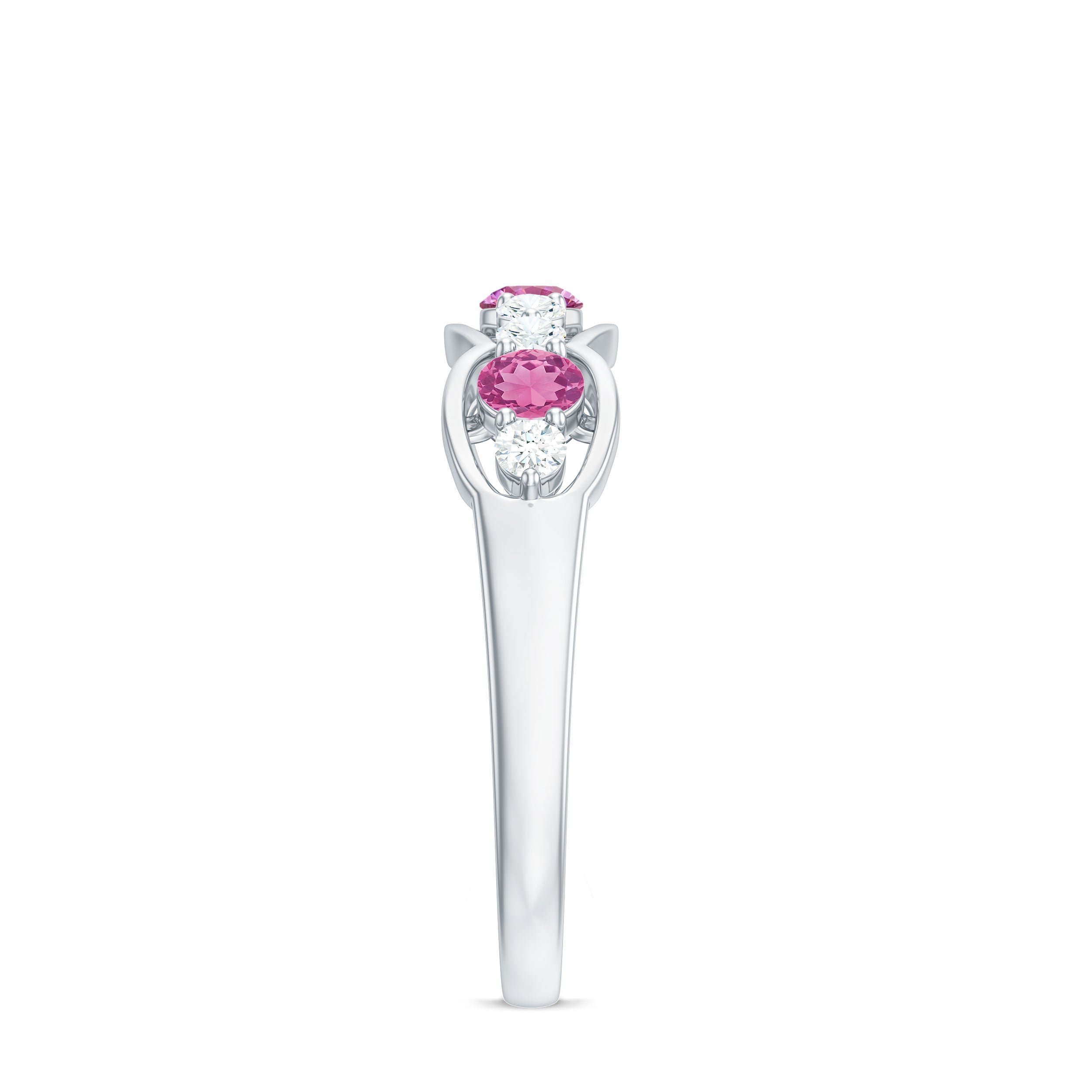 Pink Tourmaline and Diamond Wedding Anniversary Band Ring AAA - Rosec Jewels