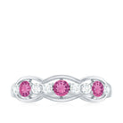 Pink Tourmaline and Diamond Wedding Anniversary Band Ring AAA - Rosec Jewels