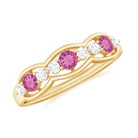 Pink Tourmaline and Diamond Wedding Anniversary Band Ring AAA - Rosec Jewels