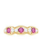 Pink Tourmaline and Diamond Wedding Anniversary Band Ring AAA - Rosec Jewels
