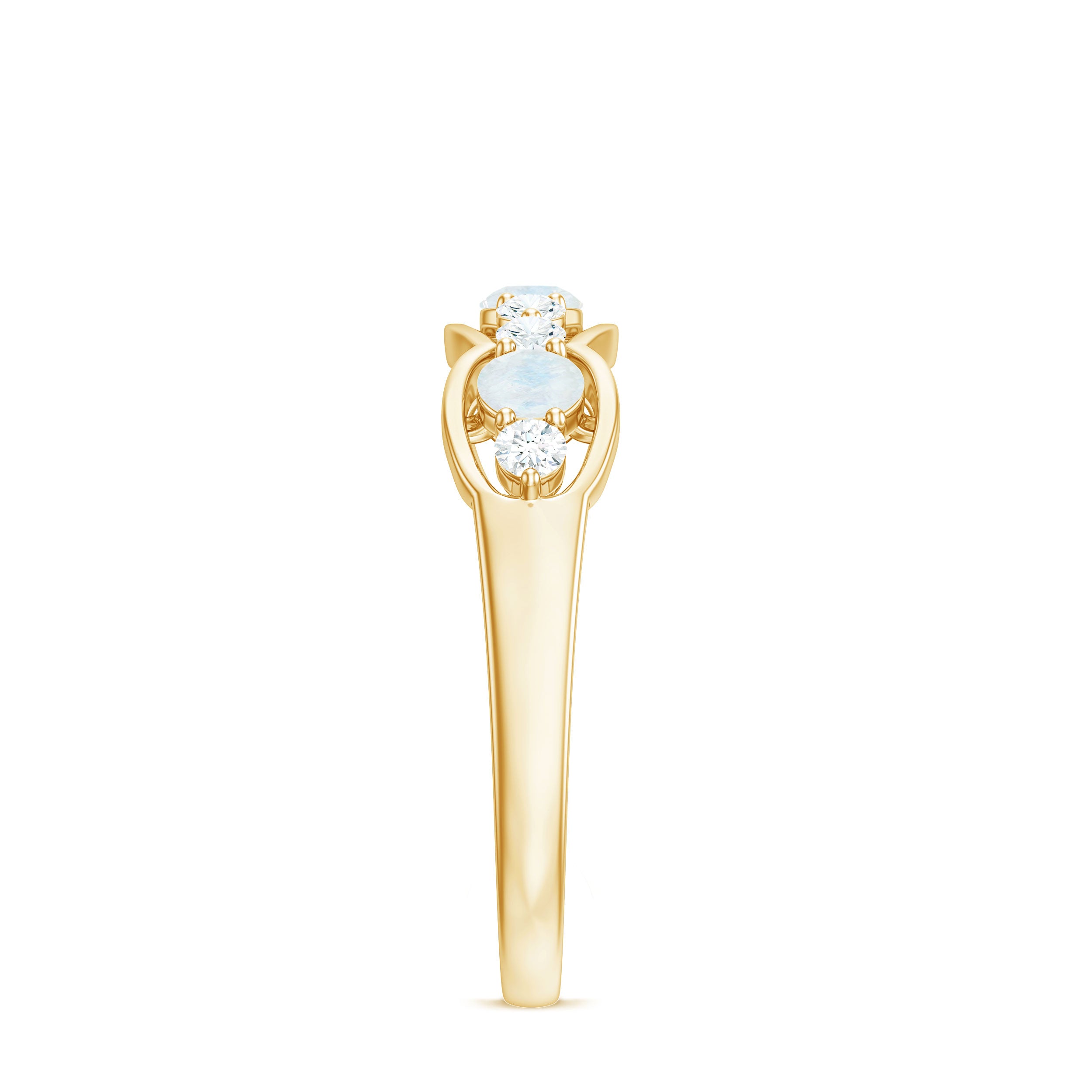 Moonstone and Diamond Wedding Anniversary Ring AAA - Rosec Jewels