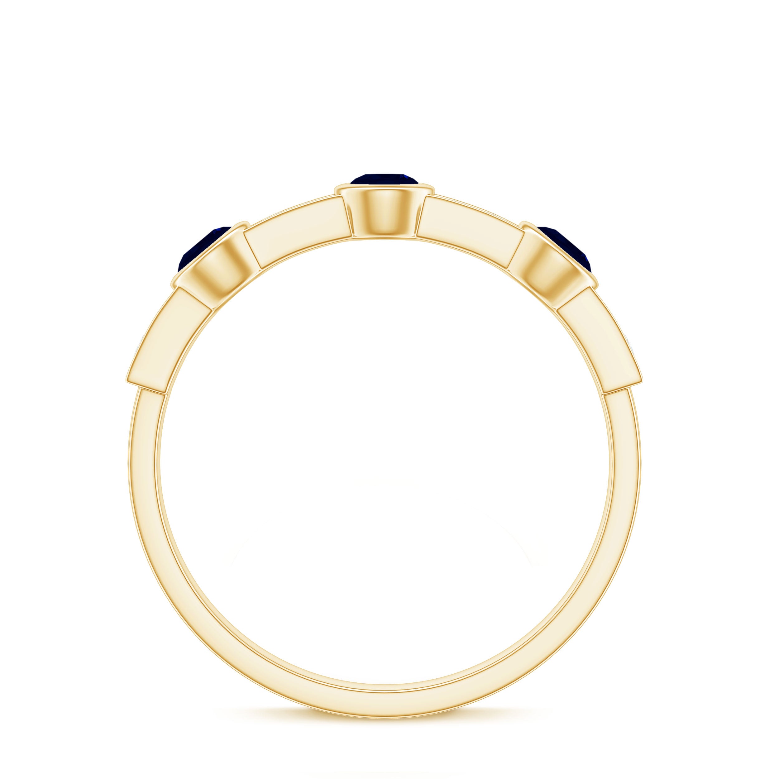Natural Blue Sapphire Half Eternity Ring with Diamond for Women AAA - Rosec Jewels