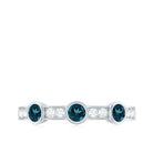 Bezel Set London Blue Topaz Half Eternity Band with Diamond AAA - Rosec Jewels