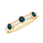 Bezel Set London Blue Topaz Half Eternity Band with Diamond AAA - Rosec Jewels