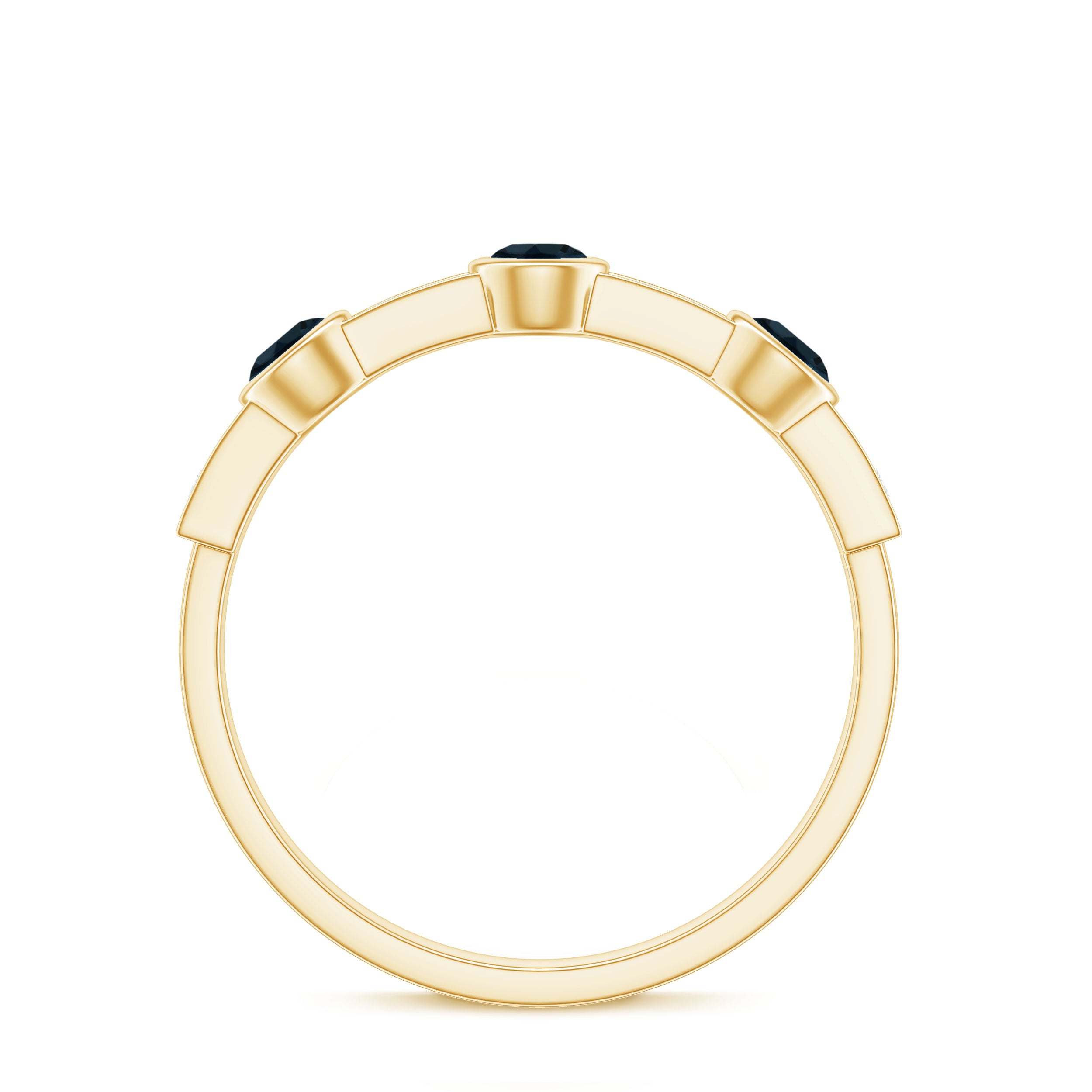 Bezel Set London Blue Topaz Half Eternity Band with Diamond AAA - Rosec Jewels