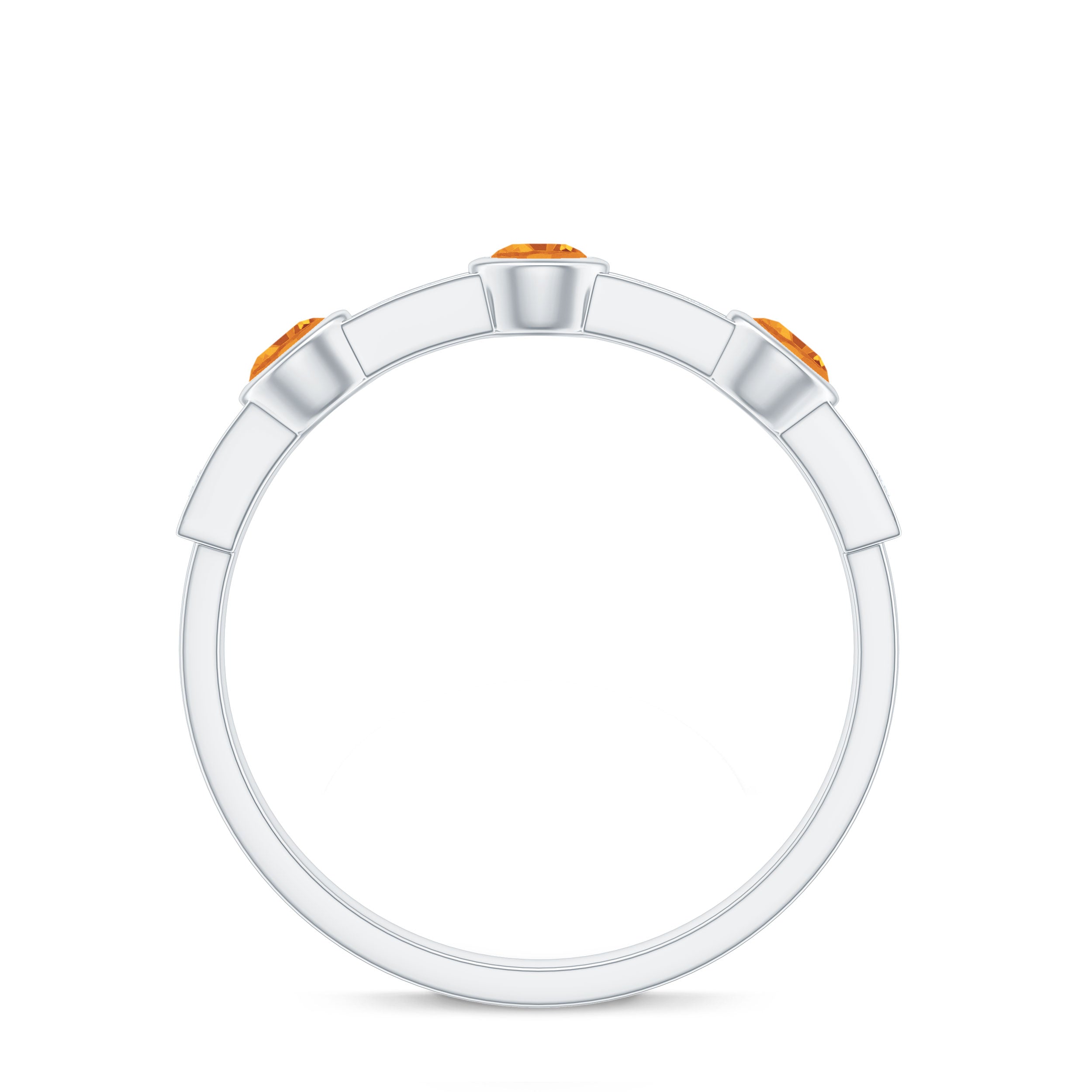 Rosec Jewels-Real Citrine Diamond Half Eternity Wedding Band in Bezel Setting