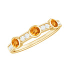 Rosec Jewels-Real Citrine Diamond Half Eternity Wedding Band in Bezel Setting