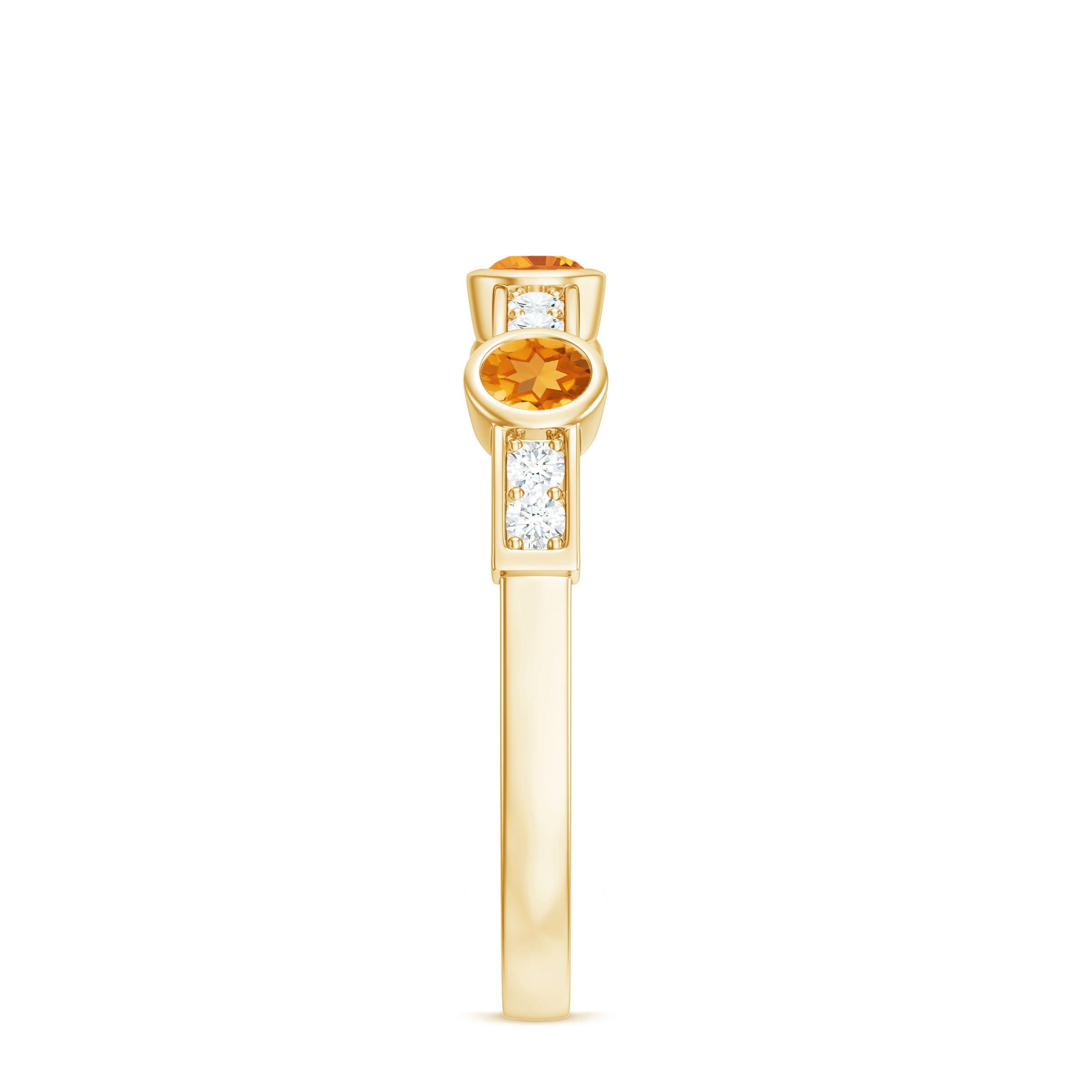 Rosec Jewels-Real Citrine Diamond Half Eternity Wedding Band in Bezel Setting
