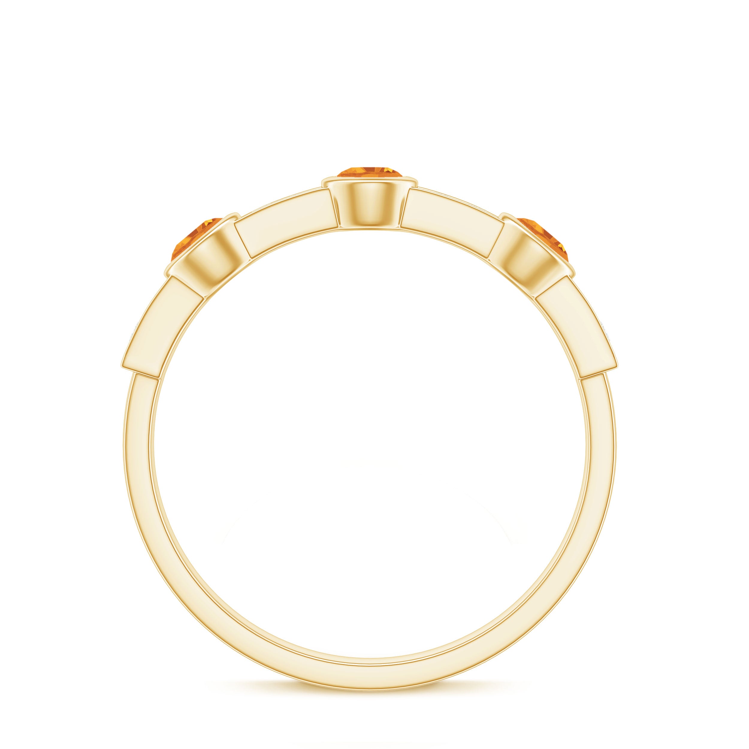 Rosec Jewels-Real Citrine Diamond Half Eternity Wedding Band in Bezel Setting