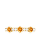 Rosec Jewels-Real Citrine Diamond Half Eternity Wedding Band in Bezel Setting