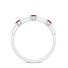 Rosec Jewels-Natural Bezel Set Ruby Half Eternity Ring with Diamond