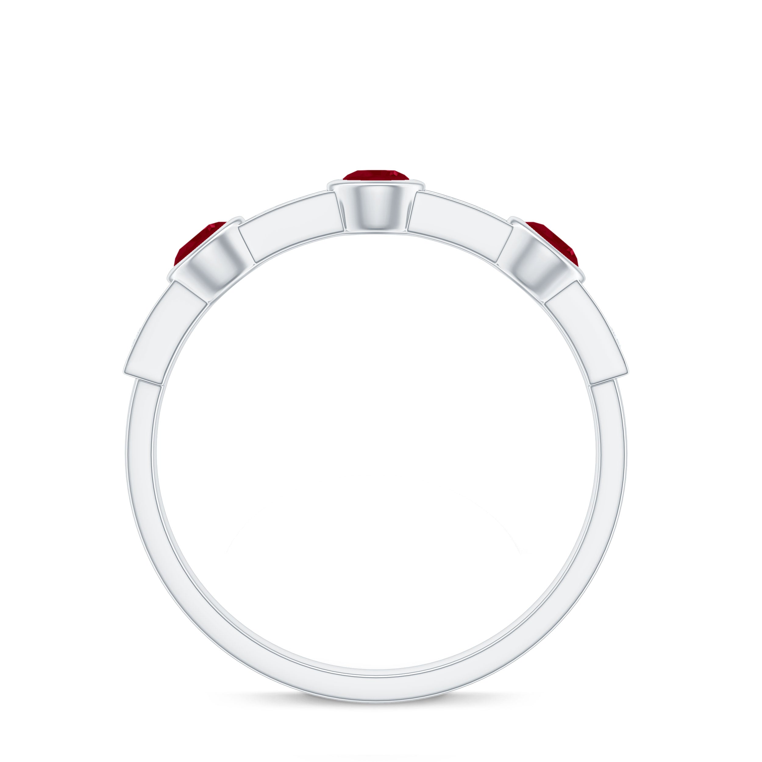 Rosec Jewels-Natural Bezel Set Ruby Half Eternity Ring with Diamond