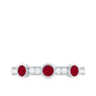 Rosec Jewels-Natural Bezel Set Ruby Half Eternity Ring with Diamond