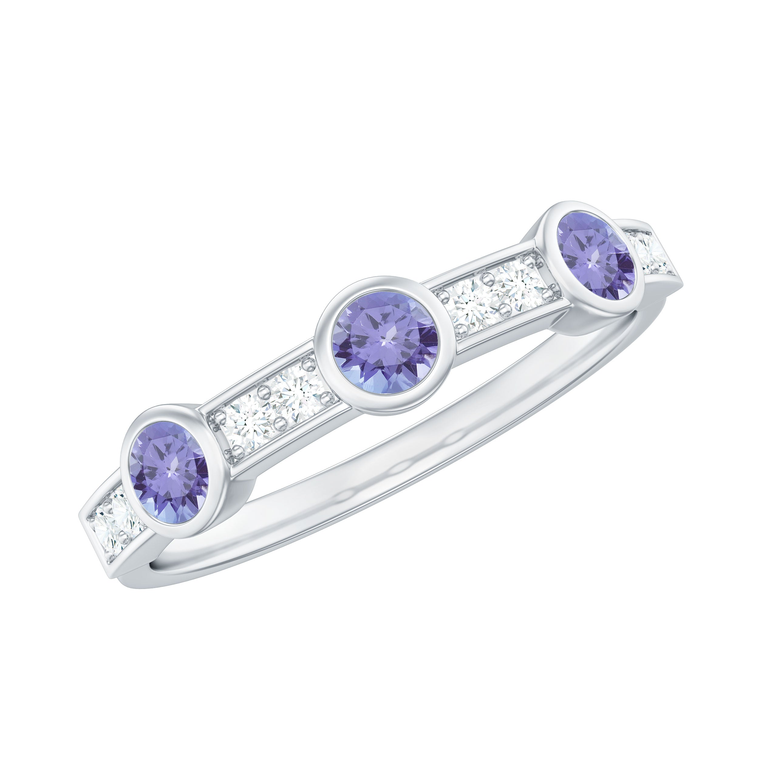 Real Tanzanite Minimal Half Eternity Ring