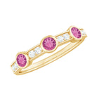Rosec Jewels-Pink Tourmaline and Diamond Minimal Half Eternity Band Ring