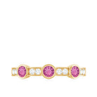 Rosec Jewels-Pink Tourmaline and Diamond Minimal Half Eternity Band Ring