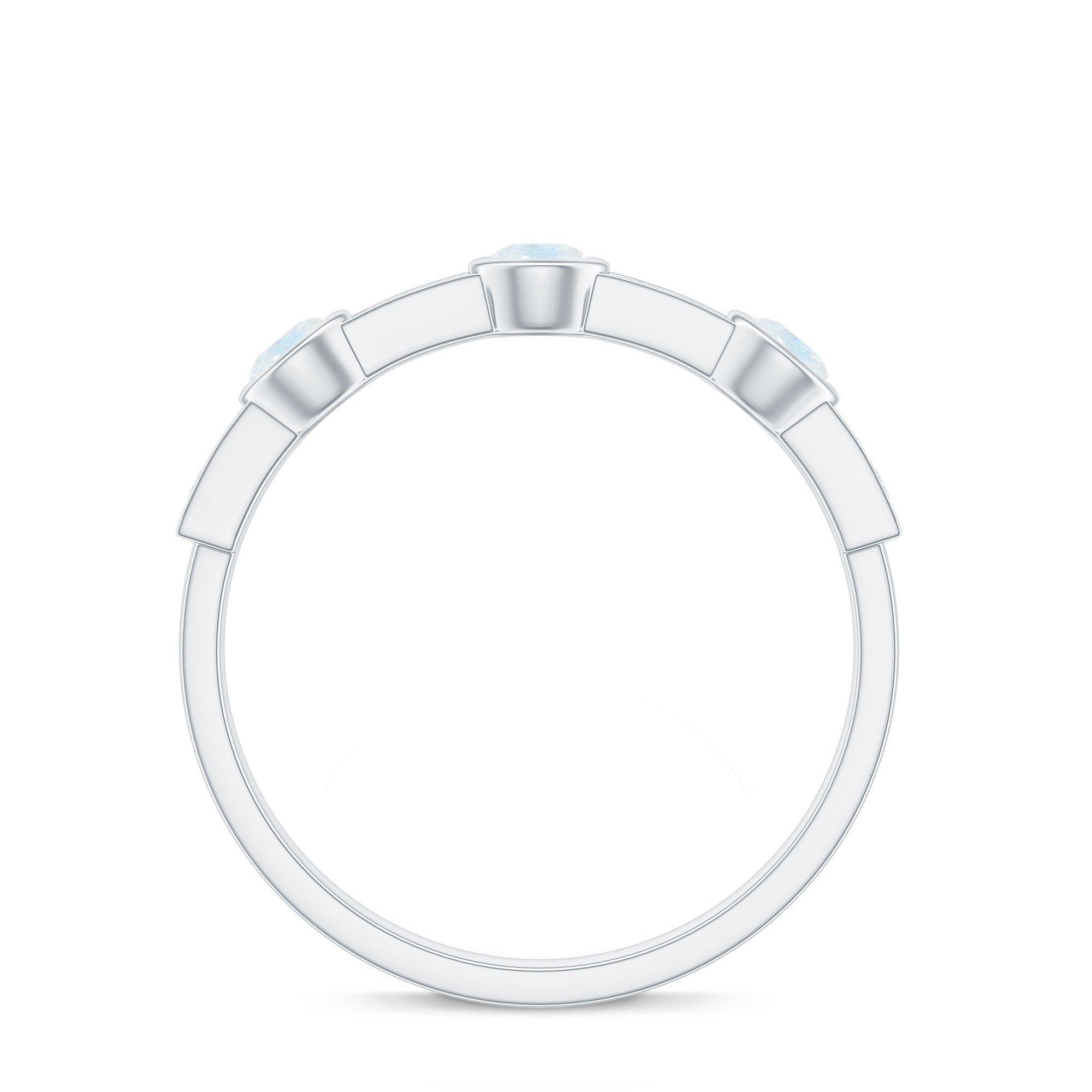 Rosec Jewels-Minimal Half Eternity Ring with Moonstone and Diamond