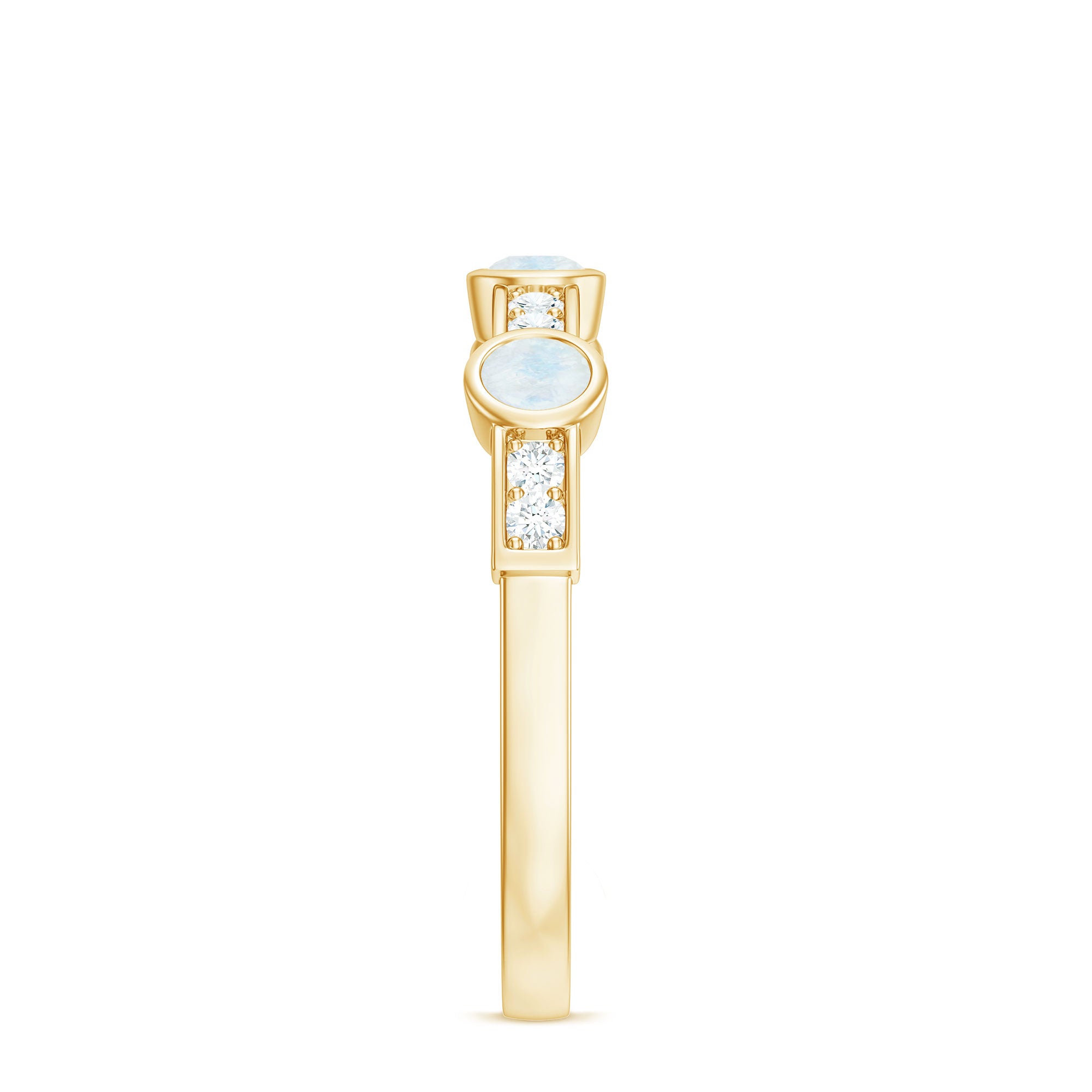 Rosec Jewels-Minimal Half Eternity Ring with Moonstone and Diamond