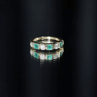 Real Emerald and Diamond Half Eternity Wedding Band in Bezel Set AAA - Rosec Jewels
