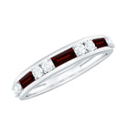 Genuine Baguette Garnet Half Eternity Band with Diamond AAA - Rosec Jewels