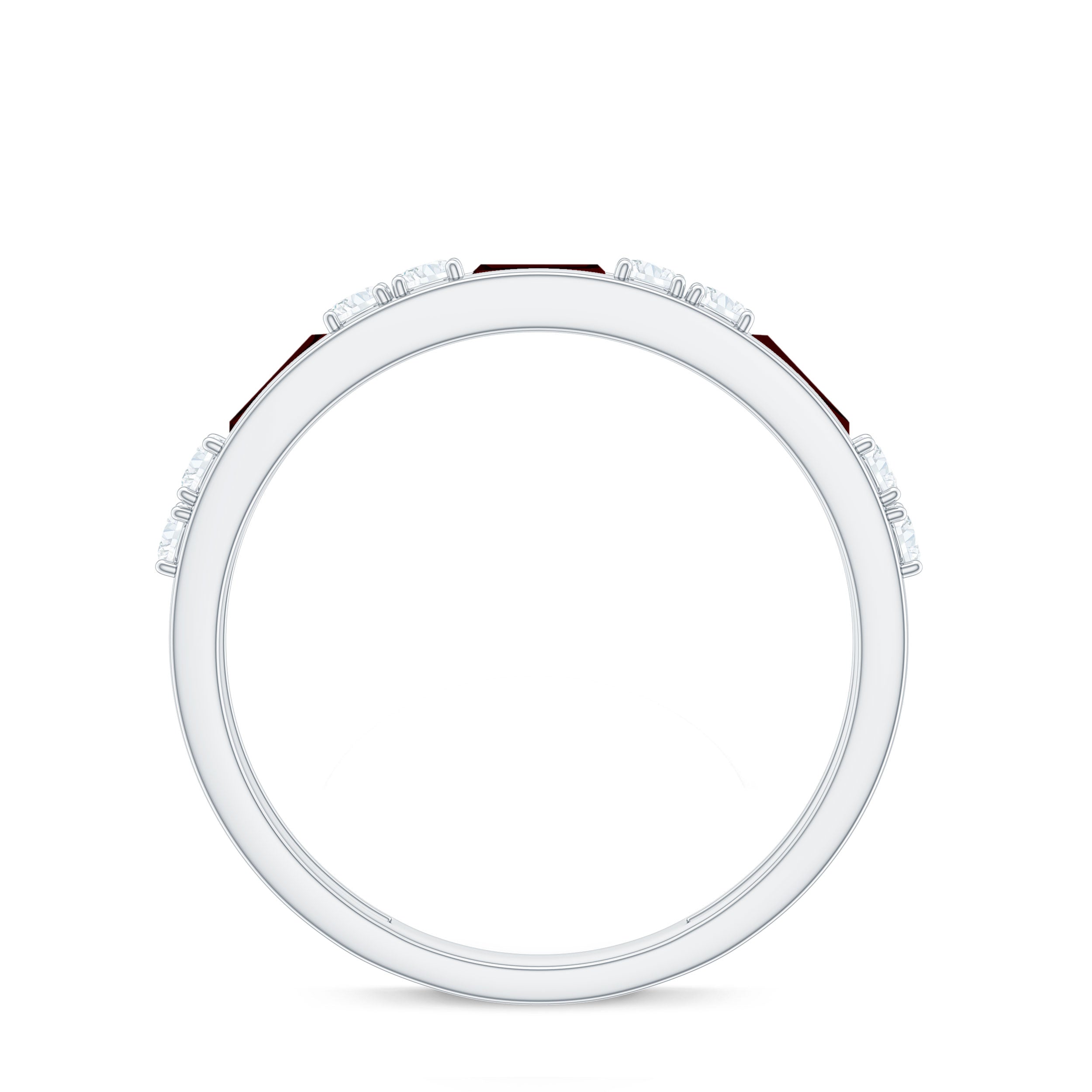 Genuine Baguette Garnet Half Eternity Band with Diamond AAA - Rosec Jewels