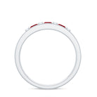 Rosec Jewels-Natural Princess cut Ruby Double Band Ring with Diamond