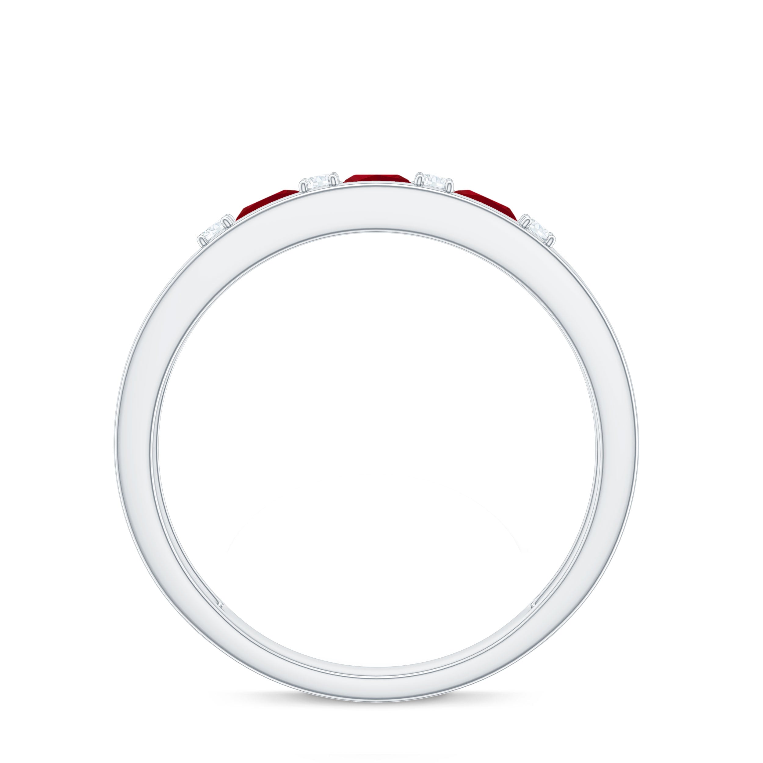 Rosec Jewels-Natural Princess cut Ruby Double Band Ring with Diamond