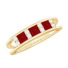 Rosec Jewels-Natural Princess cut Ruby Double Band Ring with Diamond