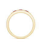 Rosec Jewels-Natural Princess cut Ruby Double Band Ring with Diamond