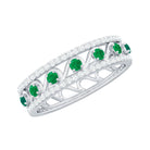 Rosec Jewels-Designer Emerald Diamond Wedding Band Ring with Certificate