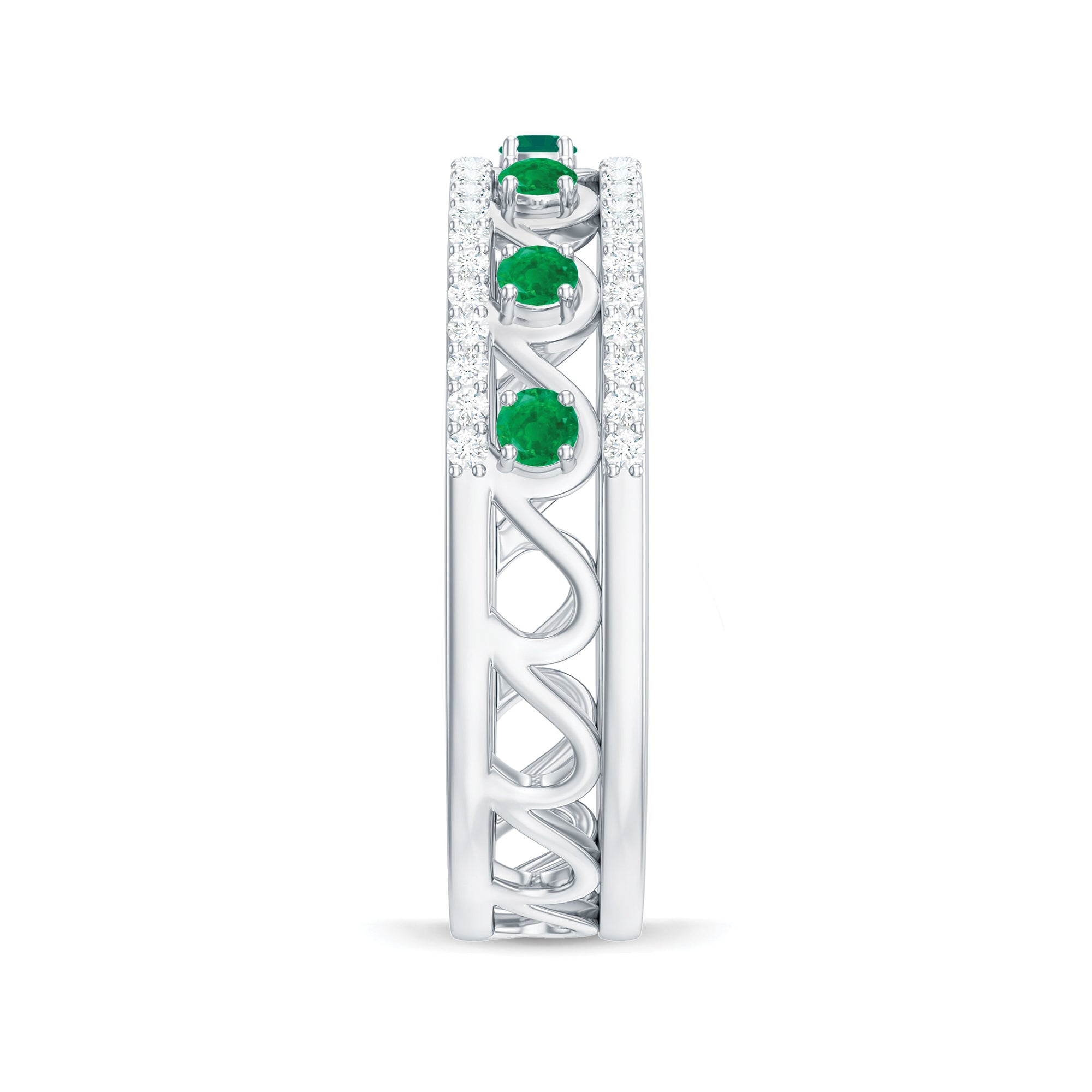 Rosec Jewels-Designer Emerald Diamond Wedding Band Ring with Certificate