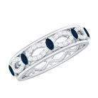 Rosec Jewels-Natural Blue Sapphire Infinity Wedding Band with Diamond