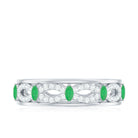 Genuine Emerald Diamond Eternity Wedding Band with Infinity Shank AAA - Rosec Jewels