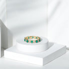 Rosec Jewels-Oval Emerald and Moissanite Eternity Wedding Band