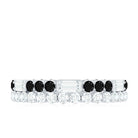 Certified Real 2 Row Black Spinel Eternity Ring with Moissanite AAA - Rosec Jewels