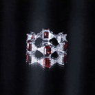 Art Deco Emerald Cut Garnet Eternity Band Ring with Moissanite AAA - Rosec Jewels