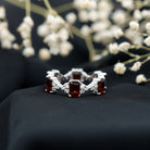 Art Deco Emerald Cut Garnet Eternity Band Ring with Moissanite AAA - Rosec Jewels