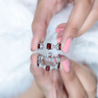 Art Deco Emerald Cut Garnet Eternity Band Ring with Moissanite AAA - Rosec Jewels