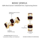 Art Deco Emerald Cut Garnet Eternity Band Ring with Moissanite AAA - Rosec Jewels